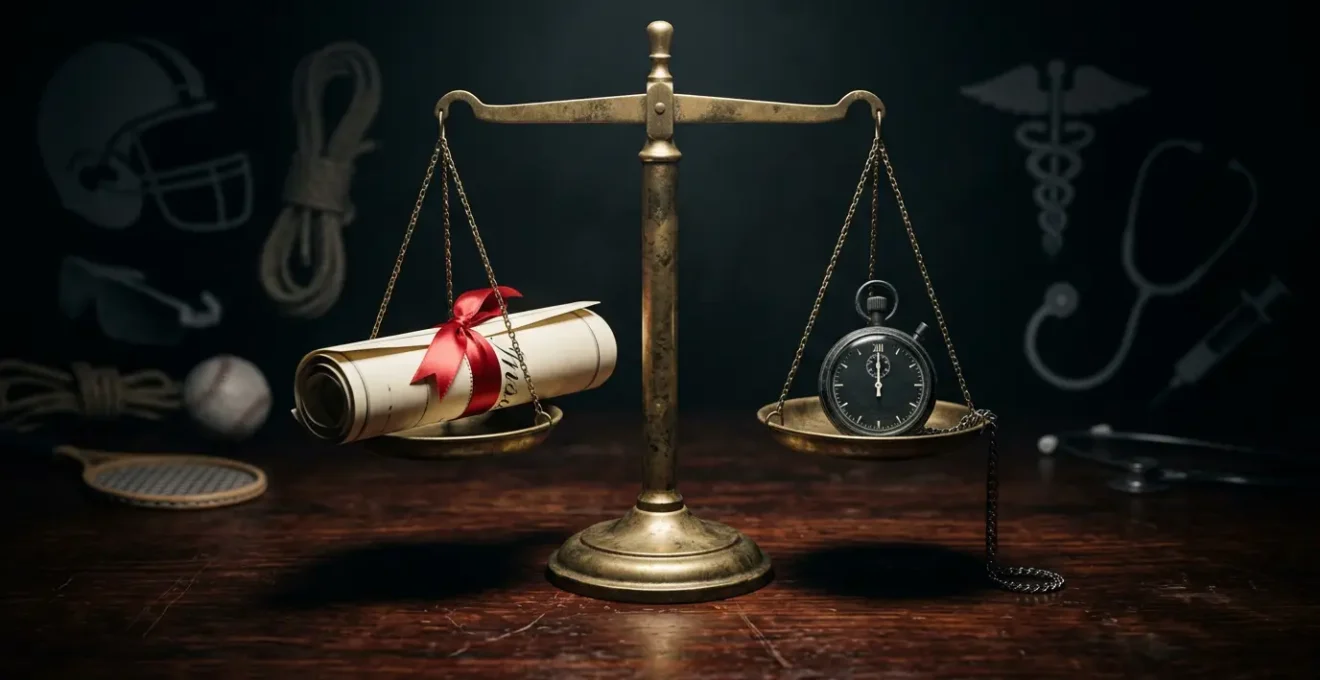 Balance de justice entourée de documents d'assurance avec focus sur les détails contractuels