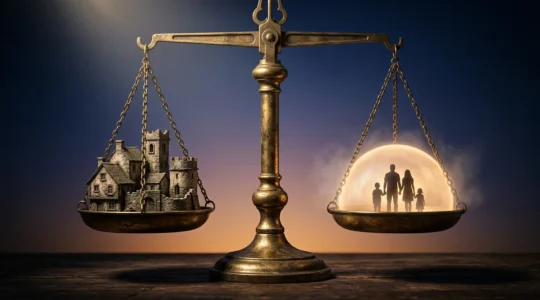 Balance équilibrée entre bâtiments en pierre et silhouettes familiales protégées