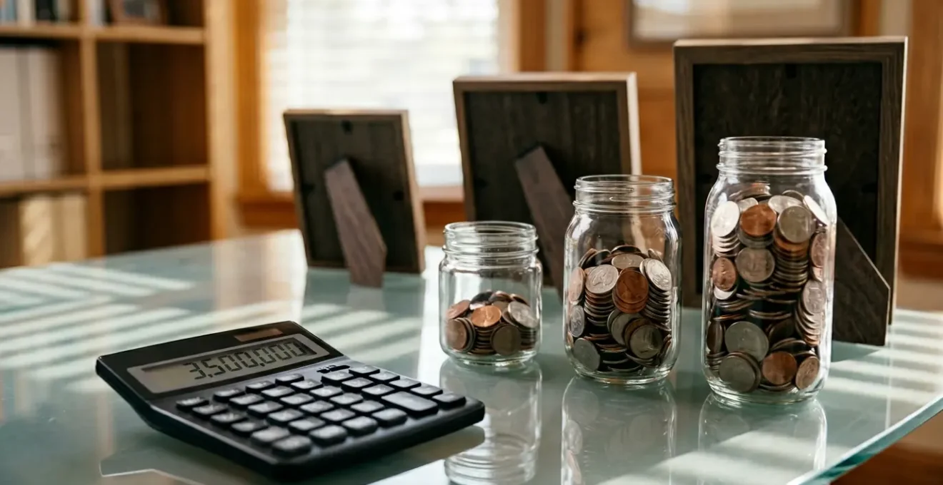 Protection financière familiale avec calculatrice et silhouettes représentant le calcul du capital décès