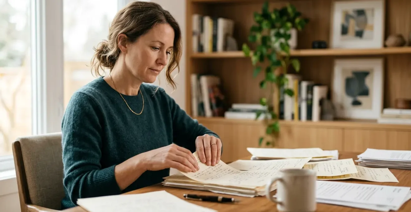 Famille consultant des documents financiers urgents dans un moment d'organisation administrative