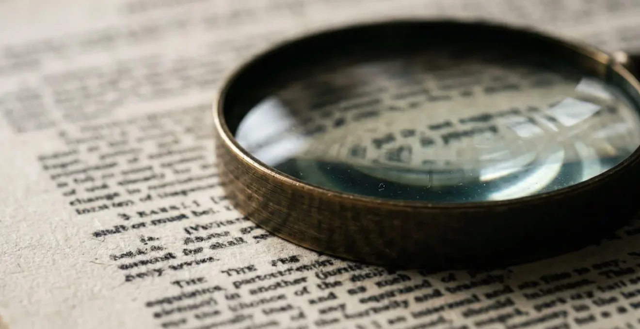 Loupe grossissante posée sur un document contractuel flou