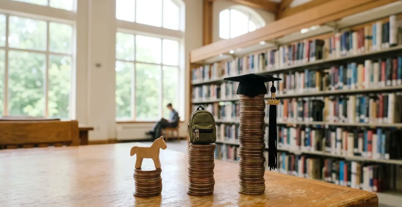 Représentation visuelle du coût des études supérieures avec une métaphore de croissance et d'investissement